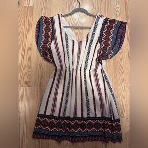 Crystal Sky Printed Mini Dress Puff Sleeve Size Medium‎